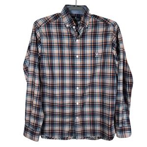 Psycho Bunny Shirt Mens Small Plaid‎ Flannel Slim Fit Long Sleeve Button Down